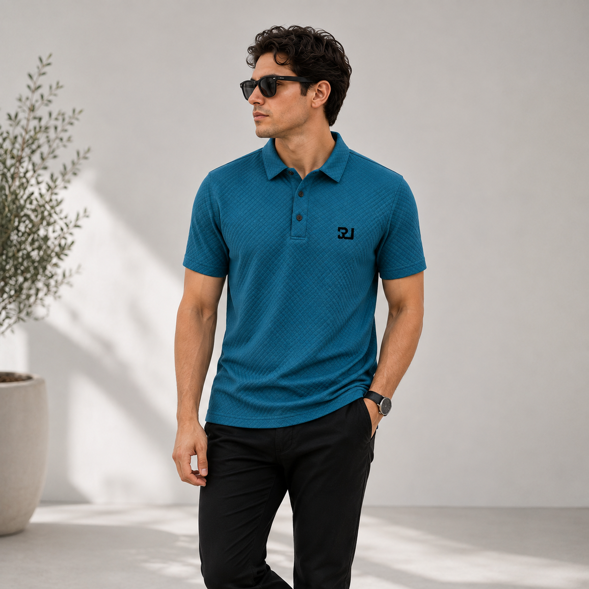 Short Sleeve Men's Breathable Solid Golf Shirt