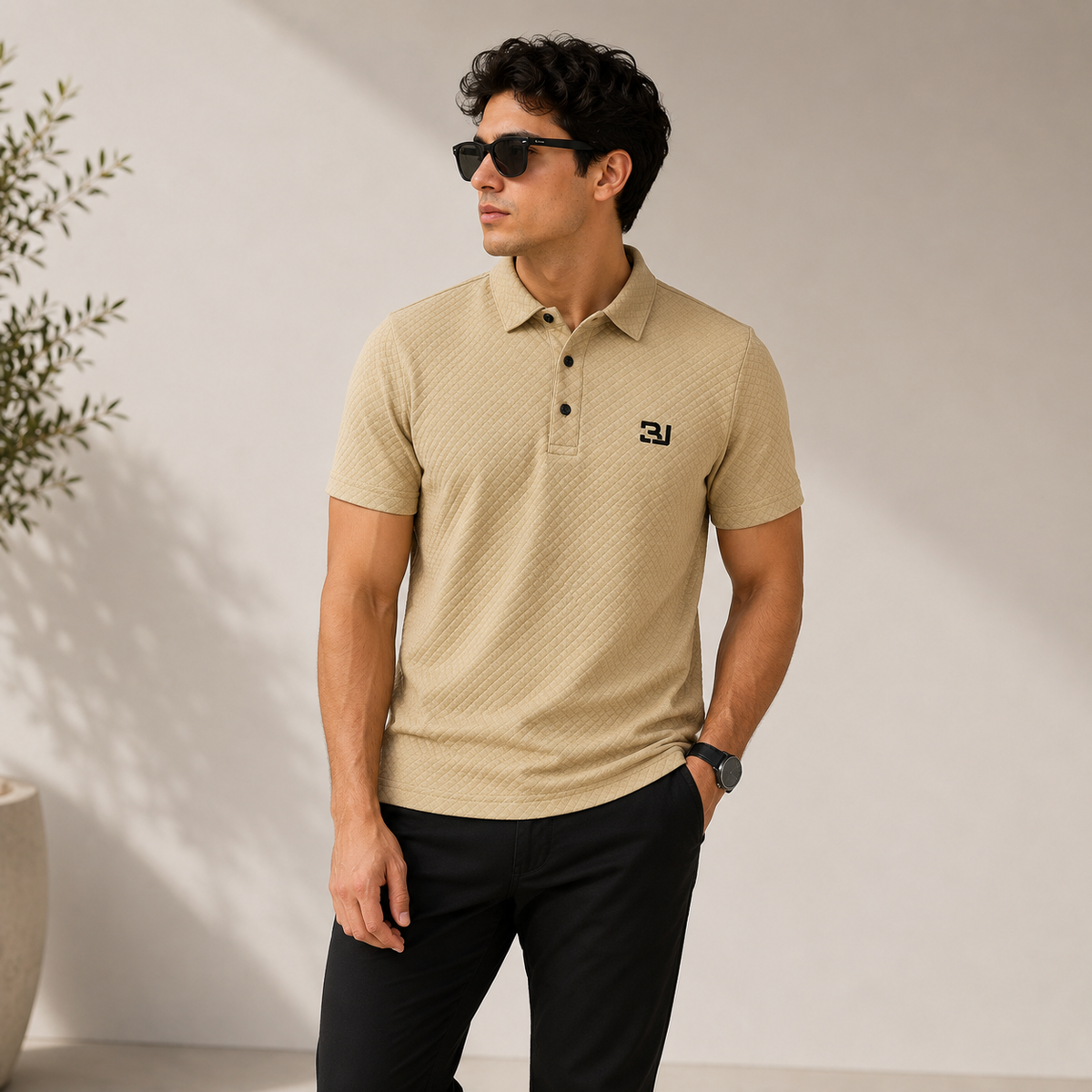 Short Sleeve Men's Breathable Solid Golf Shirt